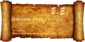 Bablena Erik névjegykártya